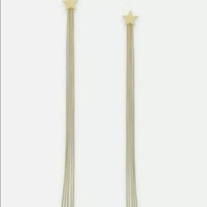 Gold Tone, XL Shooting Star Linear Earrings,